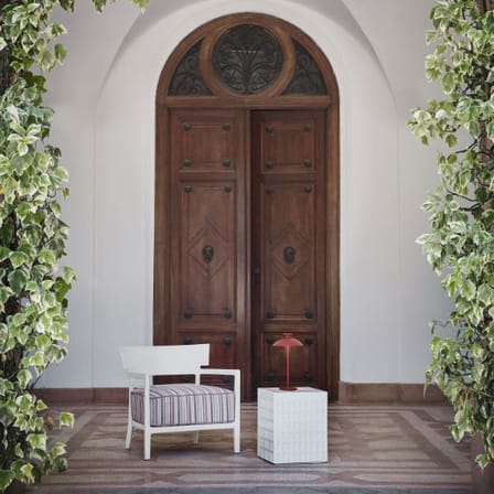 Fauteuil rembourré Cara OUTDOOR plastique tissu rouge - Kartell