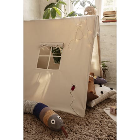 Kinderzelt Coccinelle textil weiß / Stoff & Holz - Zusammenklappbar - Ferm Living