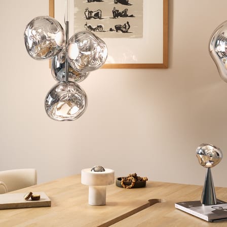 Melt Chandelier Mini Pendant plastic material silver / LED / Ø 54 x H 63 cm / Metallised polycarbonate (color change) - Tom Dixon