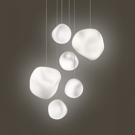 Suspension Hoba Midi verre blanc / Ø 19 cm - Foscarini