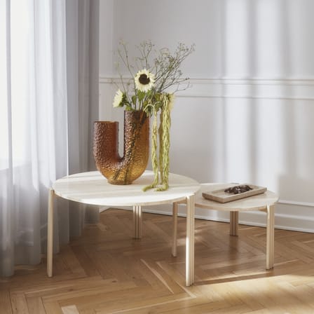 Table basse Tribus pierre beige / Ø 80 x H 45 cm - Travertin / Seconde vie - AYTM