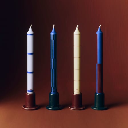 Set de 4 bougies longues Pattern bleu - Hay