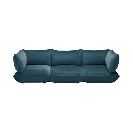 Canapé droit Sumo Grand bleu / 4 places - L 301 cm / Velours recyclé - Fatboy