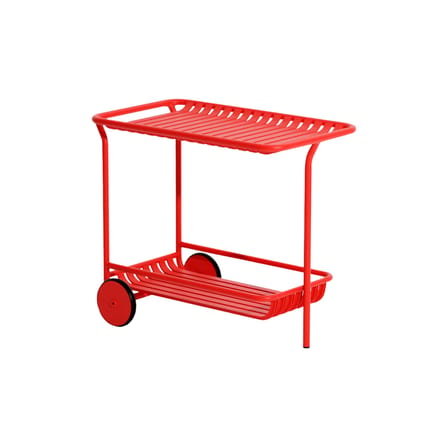 Desserte Week-end métal rouge / Aluminium - Roulettes - Petite Friture