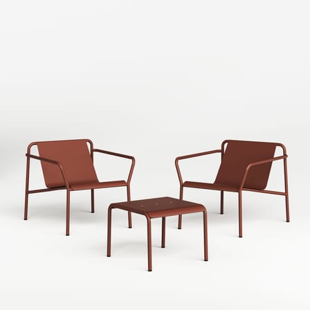 Fauteuil bas Panorama métal rouge - TIPTOE