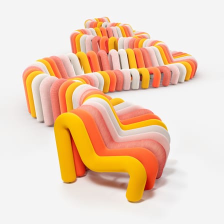 Fauteuil rembourré Extra Bold Sofa tissu jaune / Canapé modulable - L 72 cm (4 tubes) - Moustache