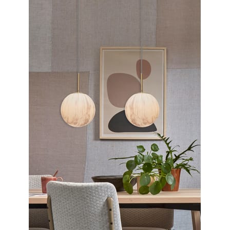 Suspension Carrara verre blanc or / Ø 22 cm - Verre effet marbre / Seconde vie - It's about Romi