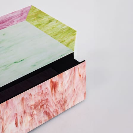 Table basse Remis 01 verre multicolore / Avec tiroir - 100 x 80 x H 32 cm - Fait main en Italie - Glas Italia