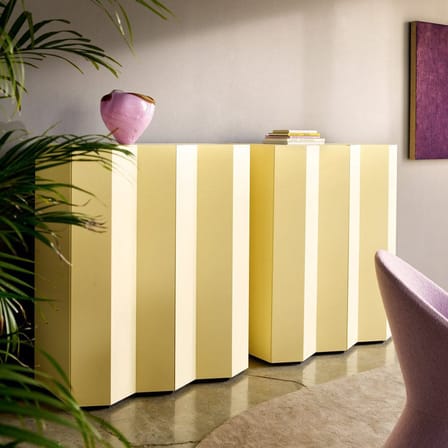 Armoire Z24 726 bois jaune / L 101 x H 120 x P 53 cm - Façade en zigzag - Zanotta