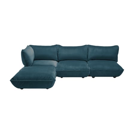 Canapé d'angle Sumo Corner bleu / 4 places - 301 x 204,5 cm / Velours recyclé - Fatboy