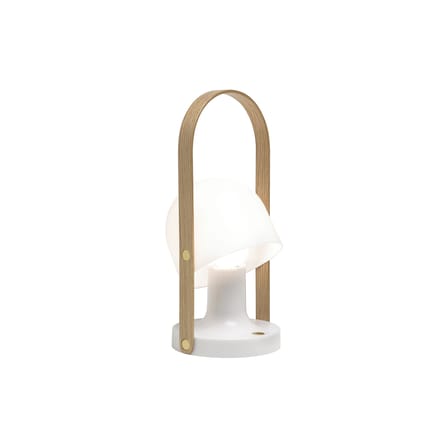 Lampada senza fili ricaricabile FollowMe materiale plastico bianco legno naturale / LED - H 29 cm - Marset