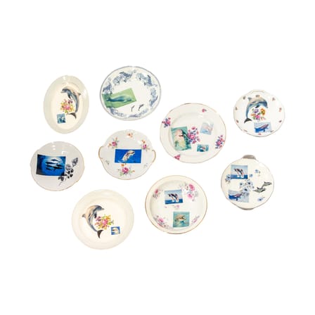 Plat 04,91_Tableware / Dauphin - Chiné et sérigraphié / Pièce unique - MARION MAILAENDER
