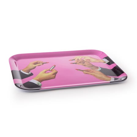 Plateau Toiletpaper - Lipsticks pink plastique rose / 32 x 43,5 cm - Mélamine - Seletti