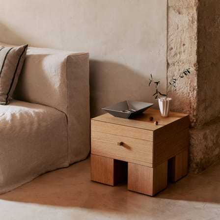 Table de chevet Kuben bois naturel / 1 tiroir / Seconde vie - Ferm Living