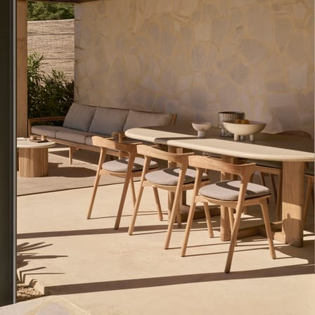 Table ovale Trestle pierre gris / 240 x 110 cm - Béton & teck recyclé - Ethnicraft