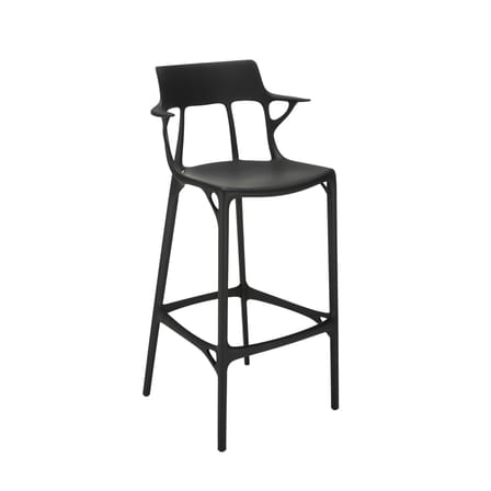 A.I High stool plastic material black / 75 cm - Designed by artificial intelligence - Recycled - Kartell