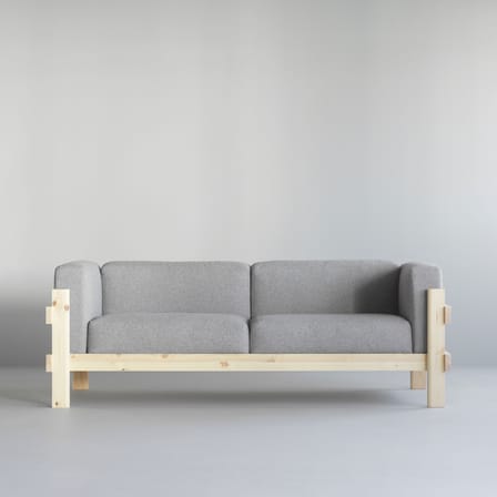 Canapé droit Kube tissu gris / L 220 cm - Normann Copenhagen