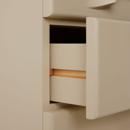 Commode Chest of drawers bois beige / Chiffonnier 6 tiroirs - L 45 x P 40,5 x H 97,5 cm - HK LIVING