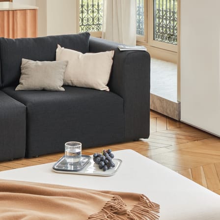Fauteuil Bridge tissu gris / Module d'angle droite-gauche pour canapé modulable - TIPTOE