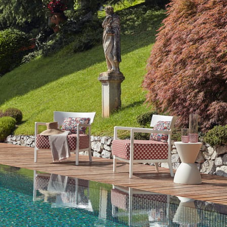 Fauteuil rembourré Cara OUTDOOR x Liberty tissu rouge - Kartell