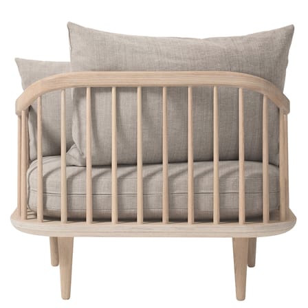 Fauteuil rembourré FLY tissu gris bois naturel / L 87 cm - &tradition