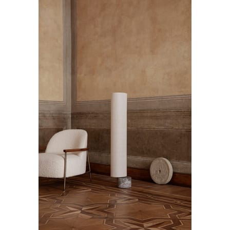The Unbound LED Floor lamp textile beige / H 120 cm - Fabric & marble / Swivels - Gubi