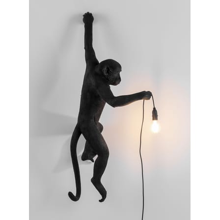 Outdoor-Wandleuchte mit Stecker Monkey Hanging plastikmaterial schwarz / outdoorgeeignet - H 76,5 cm - Seletti