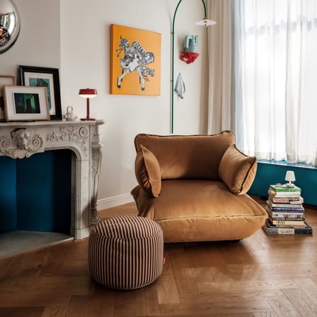 Pouf Point Terry marron / Tissu éponge - Ø 50 cm - Fatboy