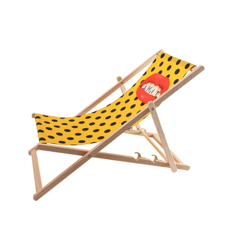 Toiletpaper Reclining folding sun lounger wood multicoloured / Shit - Seletti