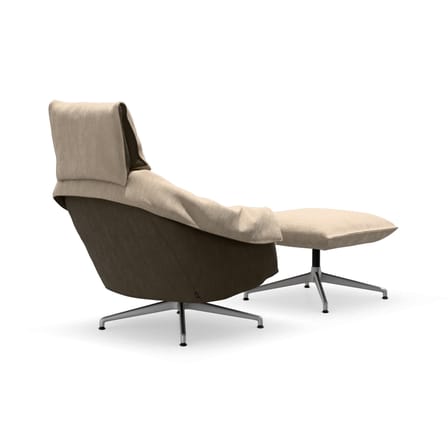 Set fauteuil pivotant & ottoman Bascule Highback tissu beige / Mécanisme d’inclinaison - Piètement 4 branches - Vitra