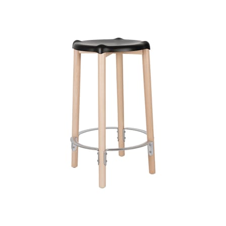 Tabouret de bar Poêle Collection métal noir / By Philippe Starck - H 65 cm - Alessi