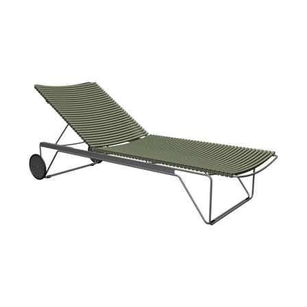 Transat inclinable à roulettes Click plastique vert - Houe