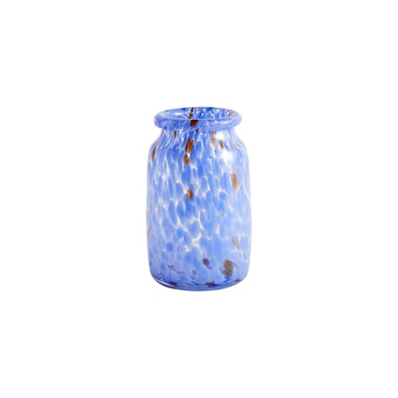 Vase Splash Roll Neck Medium verre bleu / Ø 14,5 x H 22,5 cm - Fait main - Hay