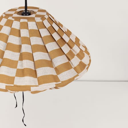 Abat-jour Yumi tissu jaune / Ø 50 x H 30 cm - Lin - NOBODINOZ