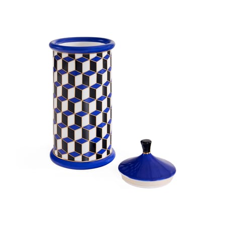 Boîte Versailles céramique bleu / Ø 11 x H 24 cm - Jonathan Adler