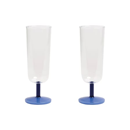 Mingle Champagne glass glass blue / Set of 2 - & klevering