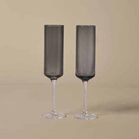 Ripple Champagne glass glass grey / Set of 2 - Ferm Living