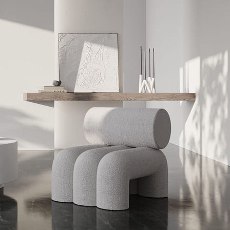 Fauteuil rembourré Foku blanc / Tissu bouclé - 101 COPENHAGEN
