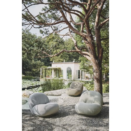 Fauteuil pivotant Pacha OUTDOOR tissu blanc beige / Pierre Paulin, 1975 - Gubi