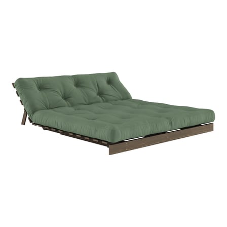Divano convertibile Roots legno verde / L 160 cm - 3 posizioni / Struttura marrone - KARUP DESIGN