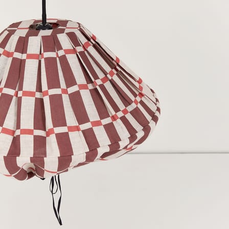 Abat-jour Yumi tissu rouge / Ø 50 x H 30 cm - Lin - NOBODINOZ