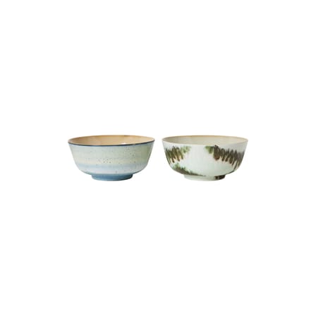 Bol 70s ceramics céramique multicolore / Set de 2 - Ø 19 x H 8,5 cm - HK LIVING