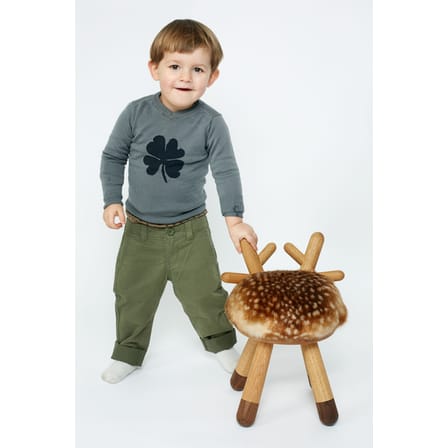 Chaise enfant Bambi tissu marron beige bois naturel / H 40 cm - EO