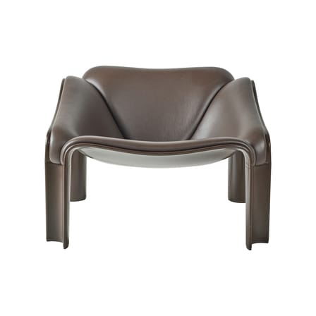 Fauteuil rembourré F300 cuir marron / Pierre Paulin, réédition 1966 - Gubi