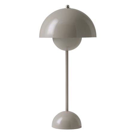 Lampe de table Flowerpot VP3 métal gris beige / H 50 cm - By Verner Panton, 1968 - &tradition