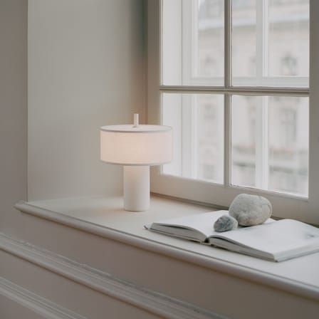 Lampe sans fil rechargeable Margin LED tissu blanc / H 32,5 cm - NEW WORKS