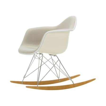 Rocking chair RAR - Eames Plastic Armchair tissu blanc gris / (1950) - Rembourrage intégral - Vitra