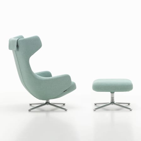 Set fauteuil & repose-pieds Grand Repos tissu vert / Pivotant & inclinable - Vitra