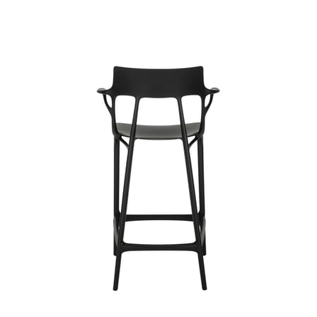 Tabouret de bar A.I plastique noir / 65 cm - Conçu par intelligence artificielle - Recyclé - Kartell