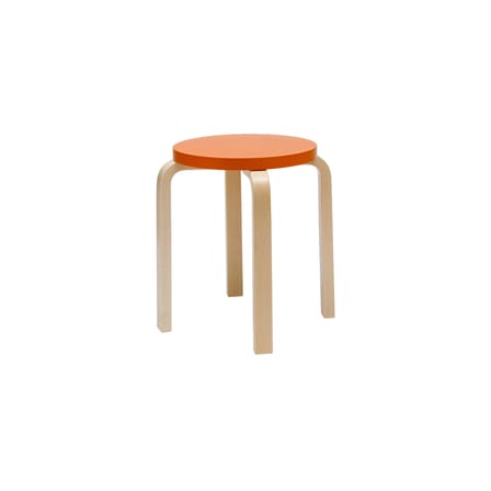 Tabouret empilable E 60 bois orange / Alvar Aalto, 1933 - 4 pieds - ARTEK